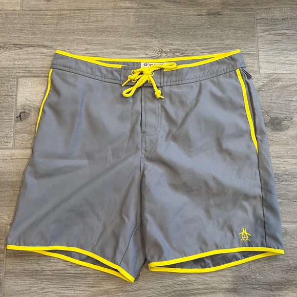 Penguin Men’s Swim Trunks - Grey/Yellow - Picture 1 of 3
